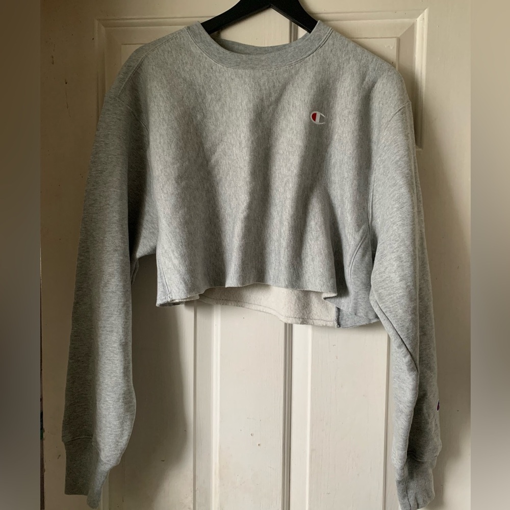Champion Gray Cropped Boxy Sweatshirt